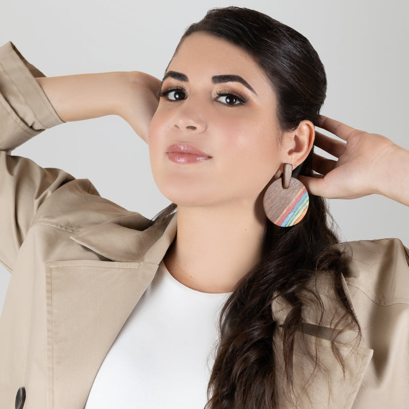 WOODIE SOL EARRINGS - Handmade - Plywood (3 crossed-laid layers of wood veneer)