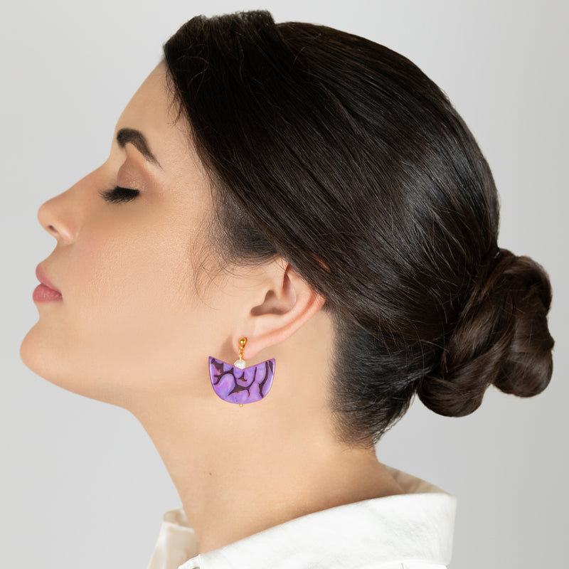 PALMA EARRINGS - Handmade - 24K gold-plated - Tagua (vegetable ivory), cultured pearls