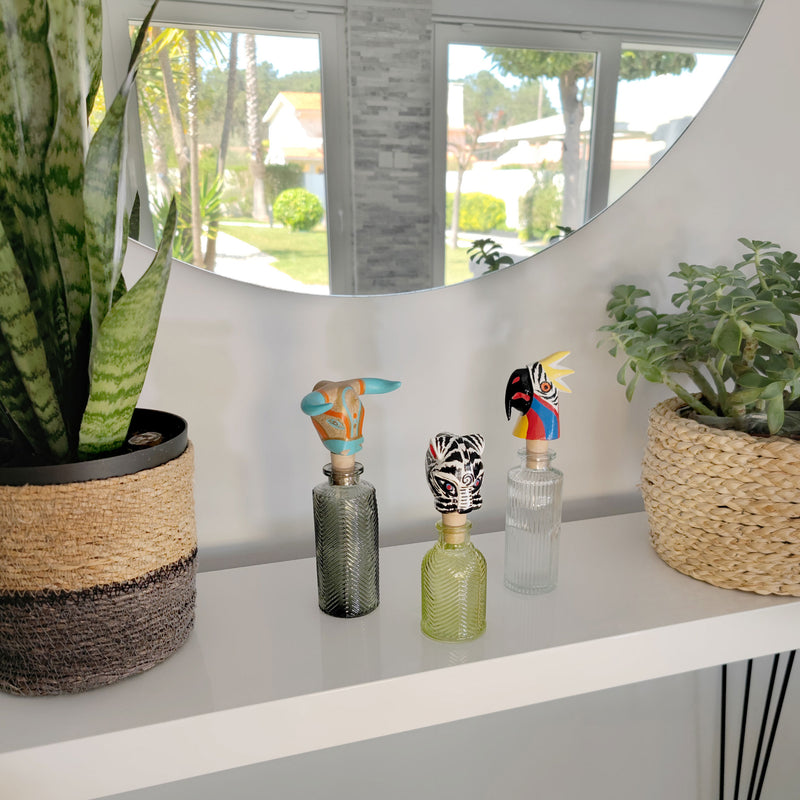 DECORATIVE BOTTLE STOPPER - The carnival bull - Hand-carved and painted wood