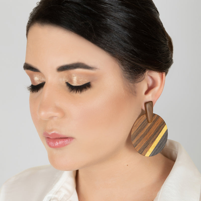 WOODIE SOL EARRINGS - Handmade - Plywood (3 crossed-laid layers of wood veneer)