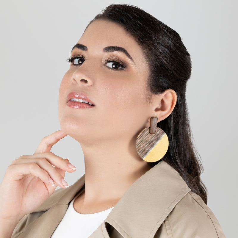 WOODIE SOL EARRINGS - Handmade - Plywood (3 crossed-laid layers of wood veneer)