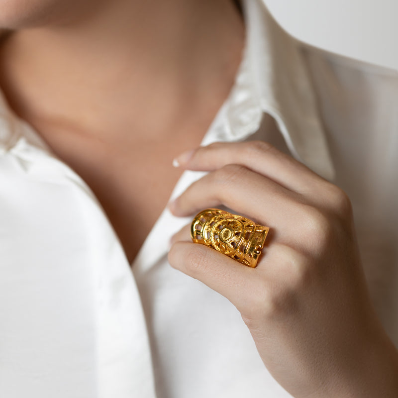 ANEL RONDA - Feito à mão - Banhado a ouro de 24 quilates