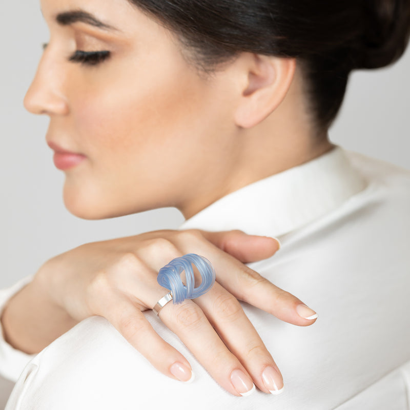 ECOBLOOM RING - Handmade - Adjustable - Sterling silver 925 - Recycled bottle cap plastic liners