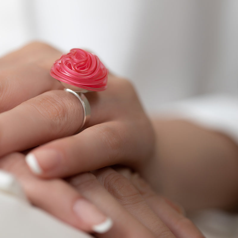 ECOTOPIA RING - Handmade - Adjustable - Sterling silver 925 - Recycled bottle cap plastic liners