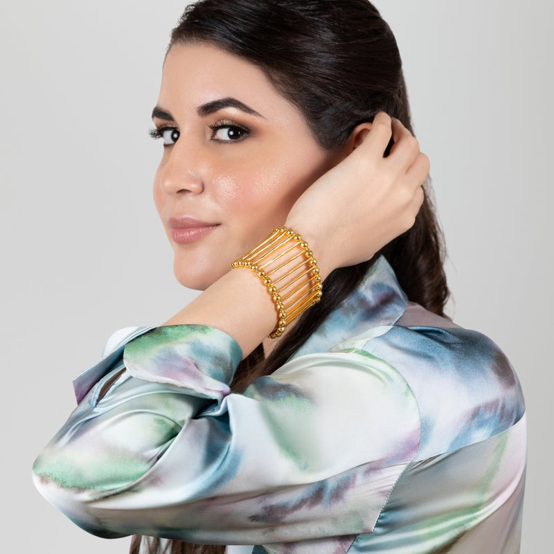 BRACELETE ELEGANCIA - Feita à mão - Banhada a ouro de 24 quilates