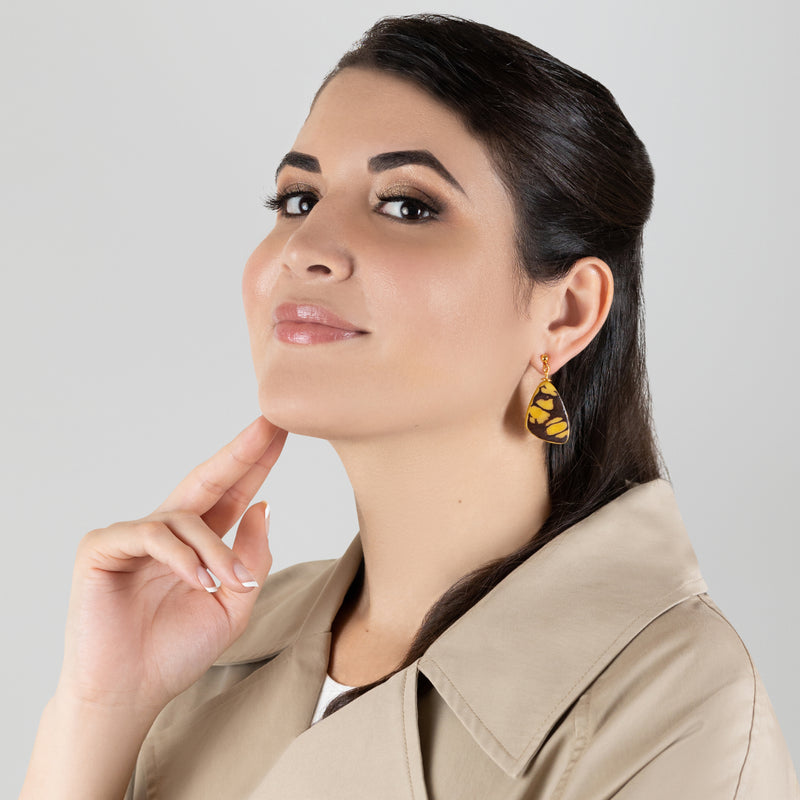 MARIPOSA EARRINGS - Handmade - 24K gold-plated - Tagua (vegetable ivory)