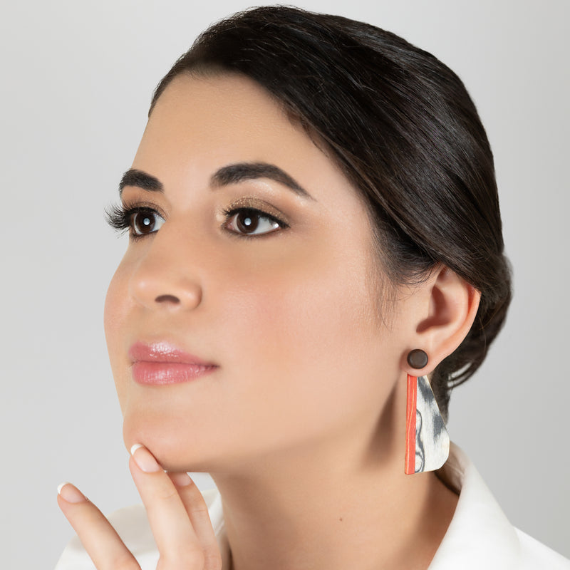 WOODIE TRIO EARRINGS - Handmade - Reversible - Plywood (3 crossed-laid layers of wood veneer)