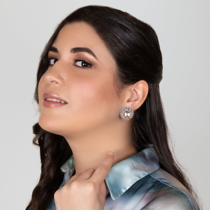 ECOSOL EARRINGS - Handmade - Sterling silver 925 and 24K gold-plated - Recycled bottle cap plastic liners