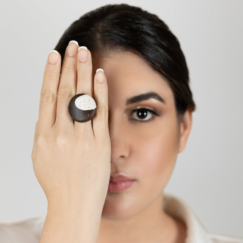 CAFECITA RING - Handmade - Adjustable - Coffee grounds, crushed eggshells