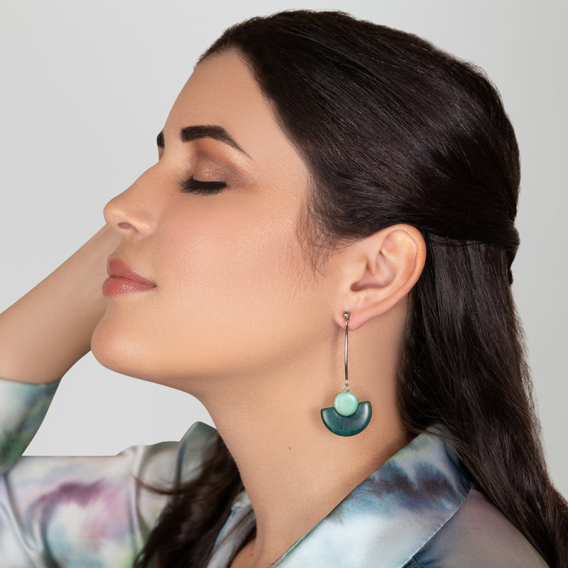 LUNA EARRINGS - Handmade - Stainless steel - Tagua (vegetable ivory)