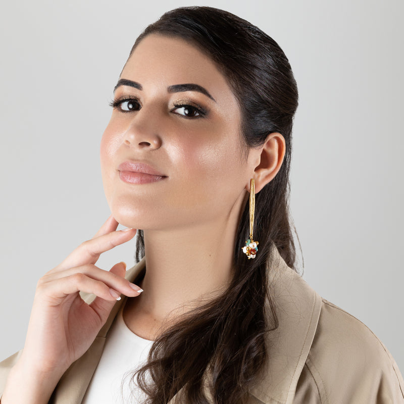 BRINCOS FRIDA - Feitos à mão - Banhados a ouro de 24 quilates - Pérolas cultivadas, turquesas, ágatas