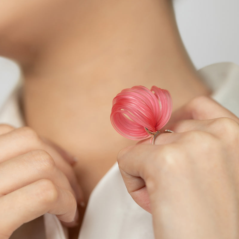 ECOBLOOM RING - Handmade - Adjustable - Sterling silver 925 - Recycled bottle cap plastic liners
