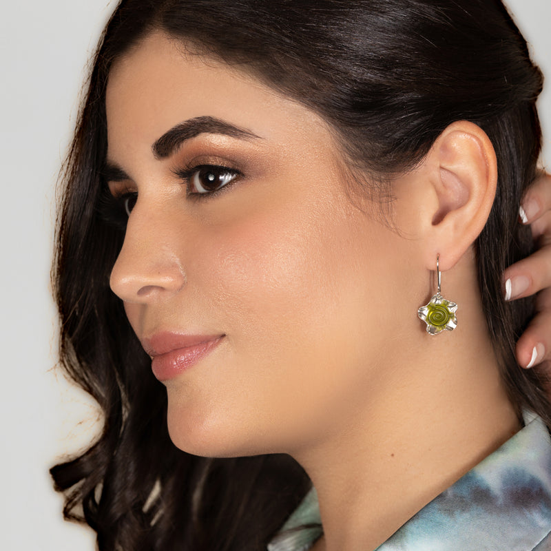 ECOFLOR EARRINGS - Handmade - Sterling silver 925 - Recycled bottle cap plastic liners