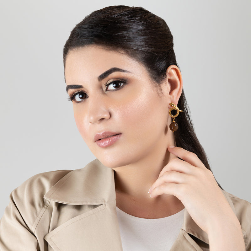 SERPENTIA EARRINGS - Handmade - 24K gold-plated - Agate