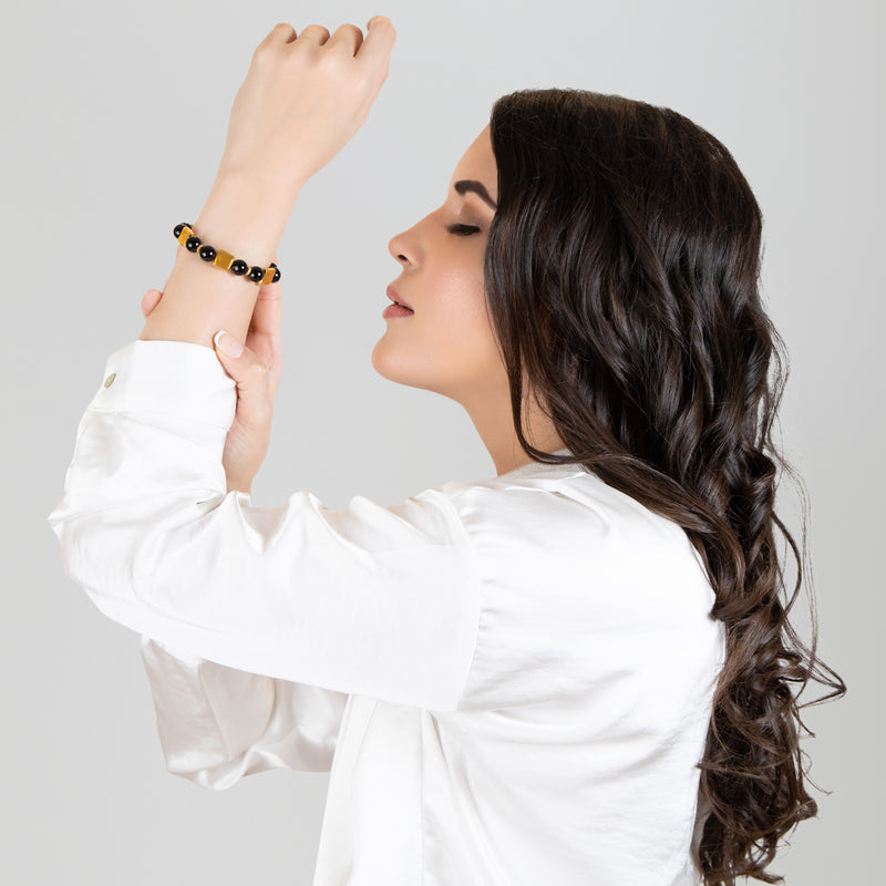 QUIMBAYA BRACELET - Handmade - 24K gold-plated - Onyx