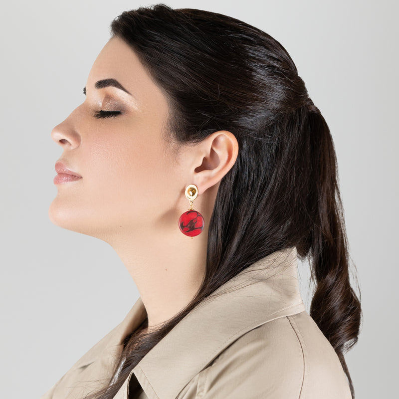 SOLISE EARRINGS - Handmade - 24K gold-plated - Tagua (vegetable ivory)