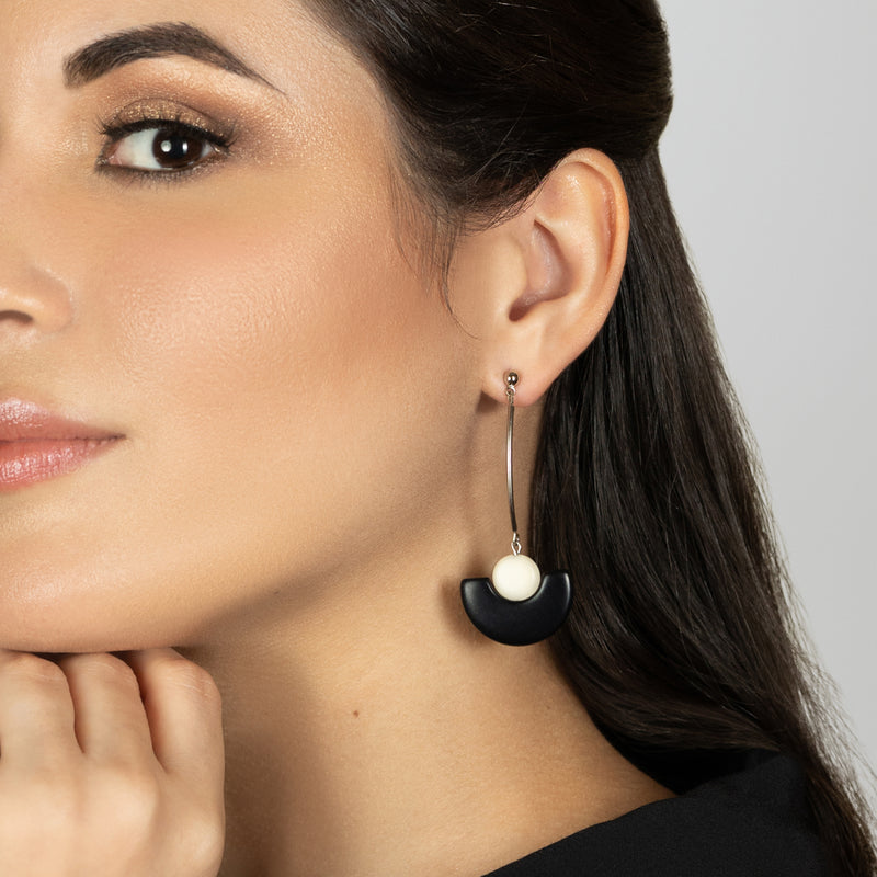 LUNA EARRINGS - Handmade - Stainless steel - Tagua (vegetable ivory)