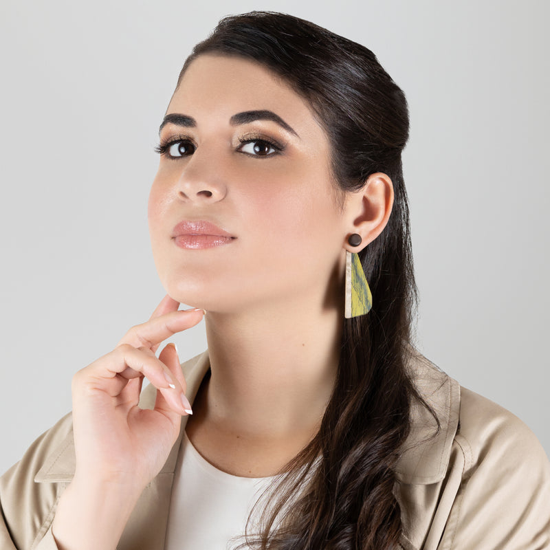 WOODIE TRIO EARRINGS - Handmade - Reversible - Plywood (3 crossed-laid layers of wood veneer)