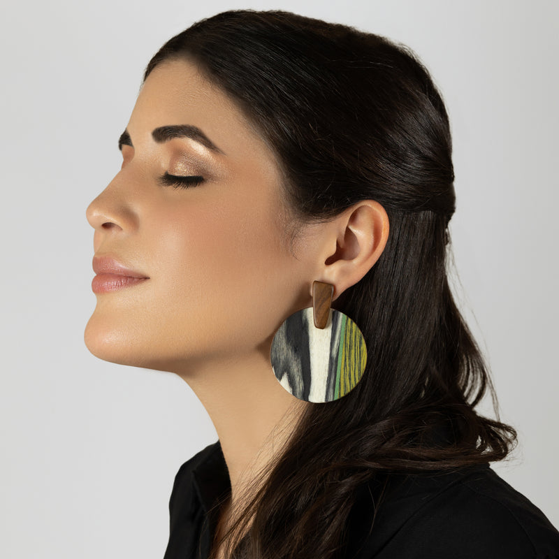 WOODIE SOL EARRINGS - Handmade - Plywood (3 crossed-laid layers of wood veneer)
