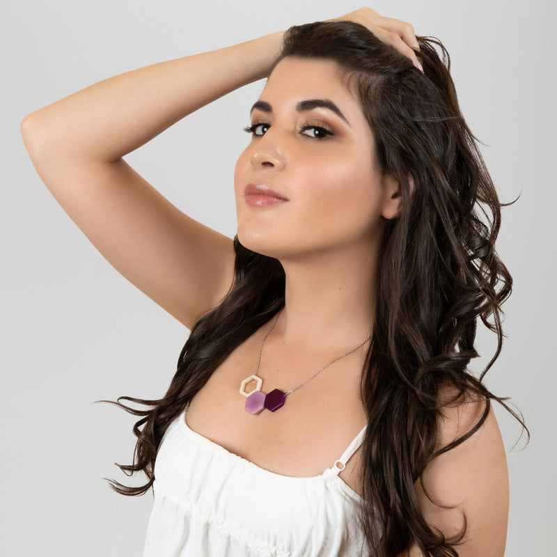 TRIPTYCH NECKLACE - Handmade - Stainless steel - Tagua (vegetable ivory)