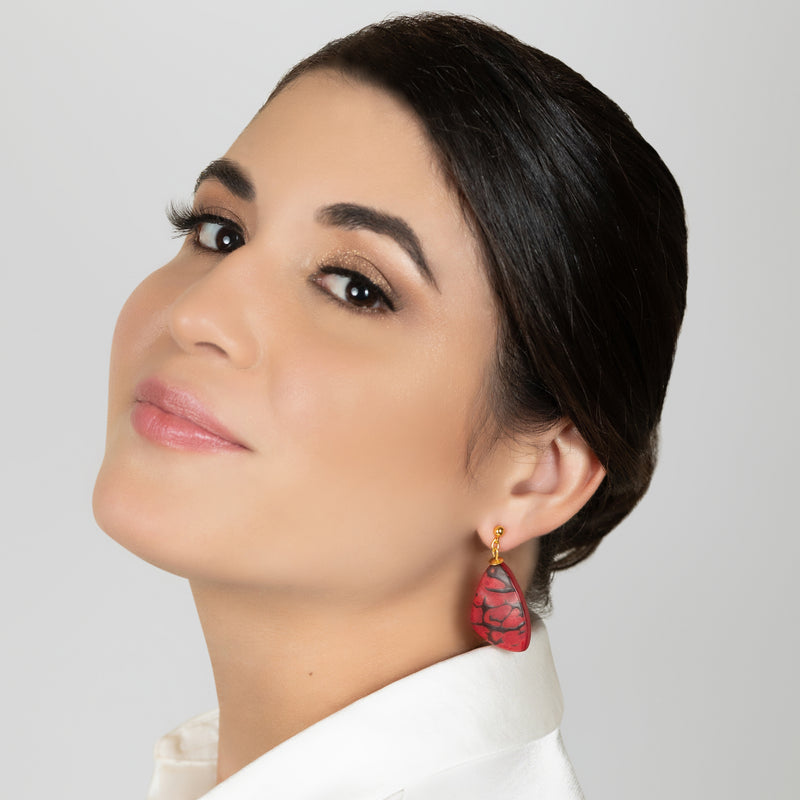 MARIPOSA EARRINGS - Handmade - 24K gold-plated - Tagua (vegetable ivory)