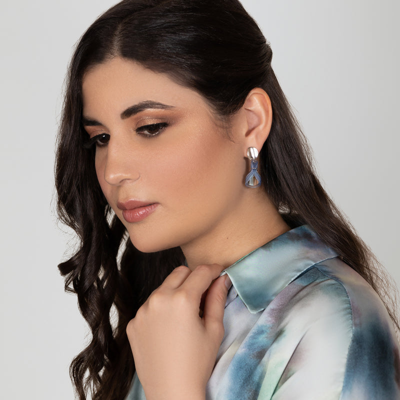 ECOGLOW EARRINGS - Handmade - Sterling silver 925 - Recycled bottle cap plastic liners