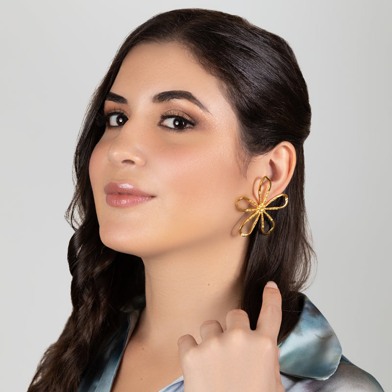 BRINCOS FLORA - Feitos à mão - Banhados a ouro de 24 quilates