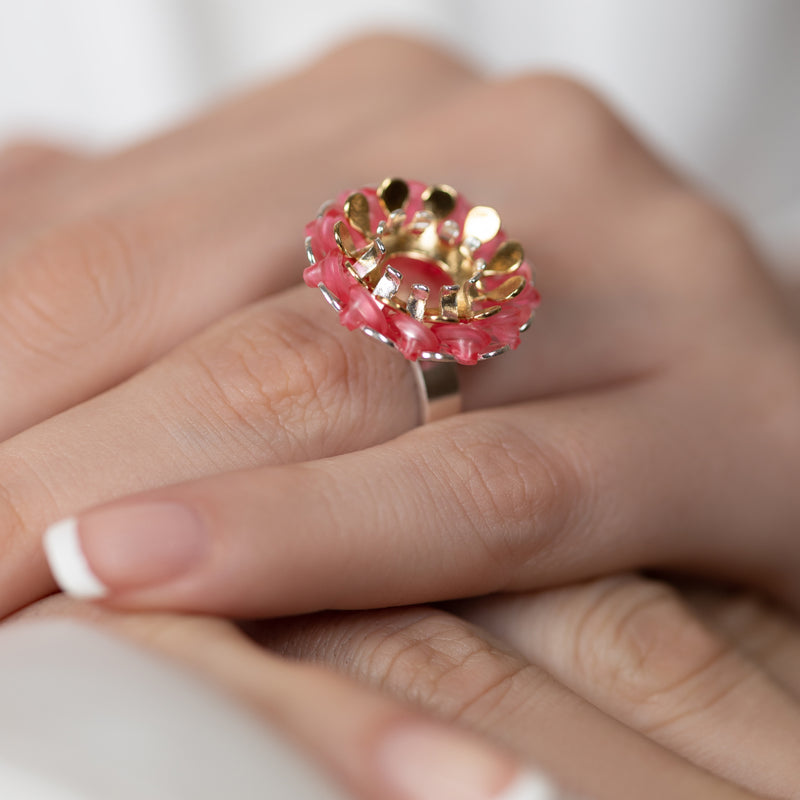 ECOSOL RING - Handmade - Adjustable - Sterling silver 925 and 24K gold-plated - Recycled bottle cap plastic liners