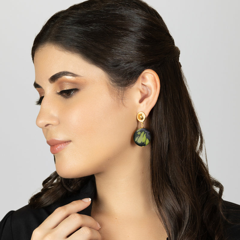 SOLISE EARRINGS - Handmade - 24K gold-plated - Tagua (vegetable ivory)