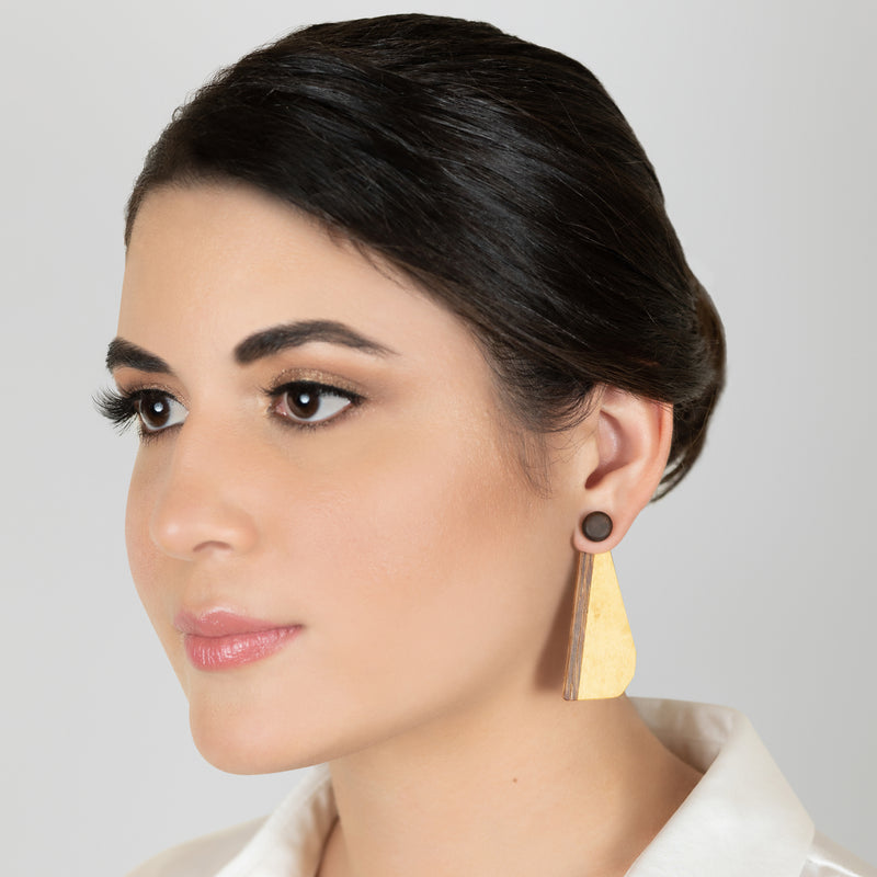 WOODIE TRIO EARRINGS - Handmade - Reversible - Plywood (3 crossed-laid layers of wood veneer)