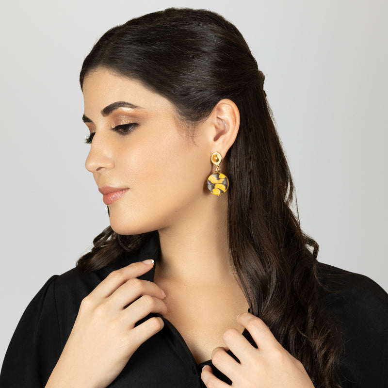 SOLISE EARRINGS - Handmade - 24K gold-plated - Tagua (vegetable ivory)