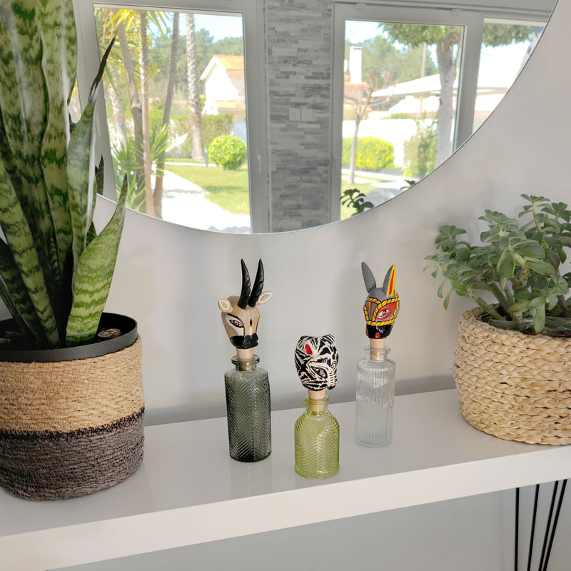 DECORATIVE BOTTLE STOPPER - The carnival donkey - Hand-carved and painted wood