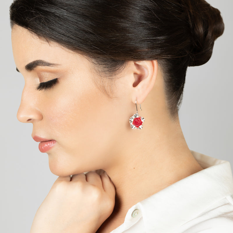 ECOFLOR EARRINGS - Handmade - Sterling silver 925 - Recycled bottle cap plastic liners