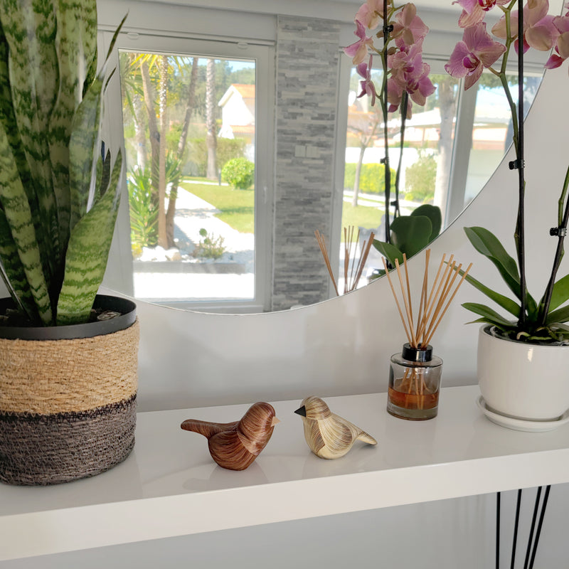 ANDEAN DECORATIVE BIRD - Tamo art - Wood decorated with wheat and barley stalks (straw marquetry)