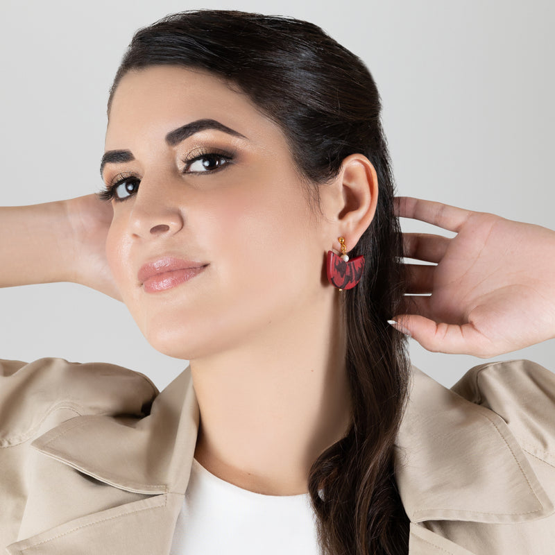 PALMA EARRINGS - Handmade - 24K gold-plated - Tagua (vegetable ivory), cultured pearls