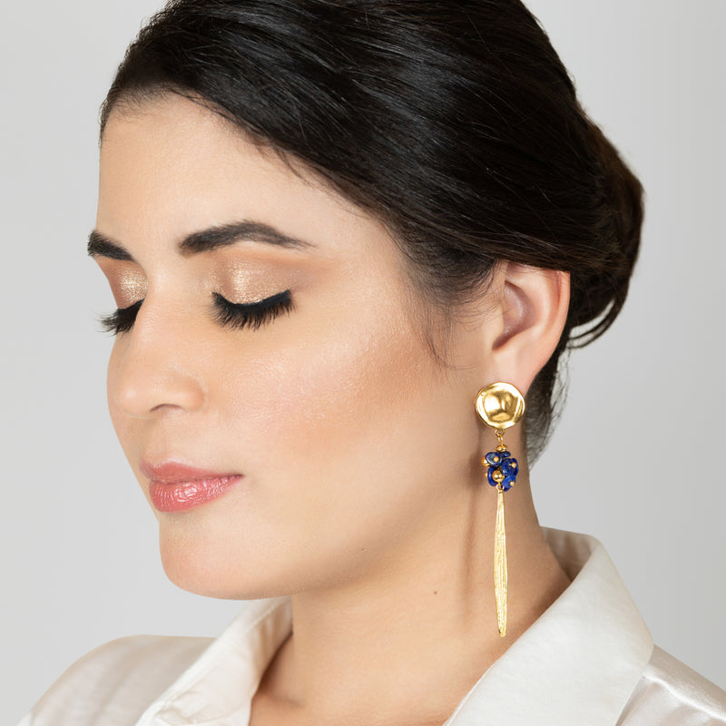 BRINCOS AZULI - Feitos à mão - Banhados a ouro de 24 quilates - Lápis-lazúli