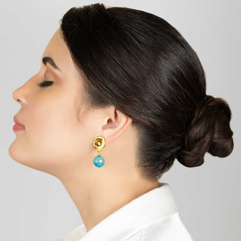 BRINCOS CALIMA - Feitos à mão - Banhados a ouro de 24 quilates - Ágata