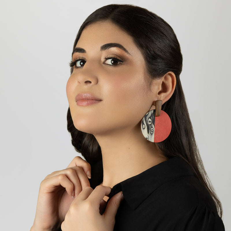 WOODIE SOL EARRINGS - Handmade - Plywood (3 crossed-laid layers of wood veneer)