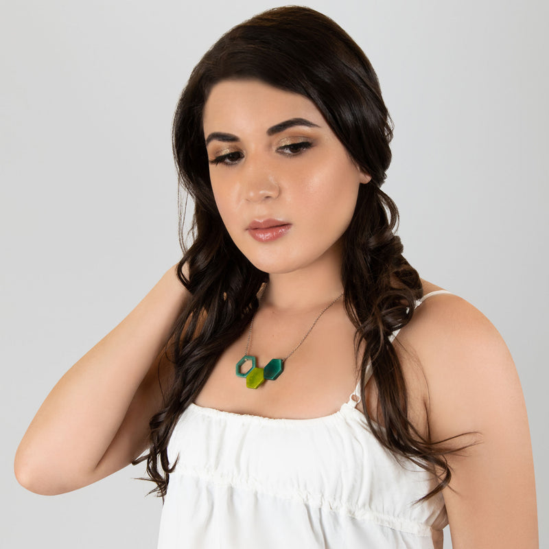 TRIPTYCH NECKLACE - Handmade - Stainless steel - Tagua (vegetable ivory)