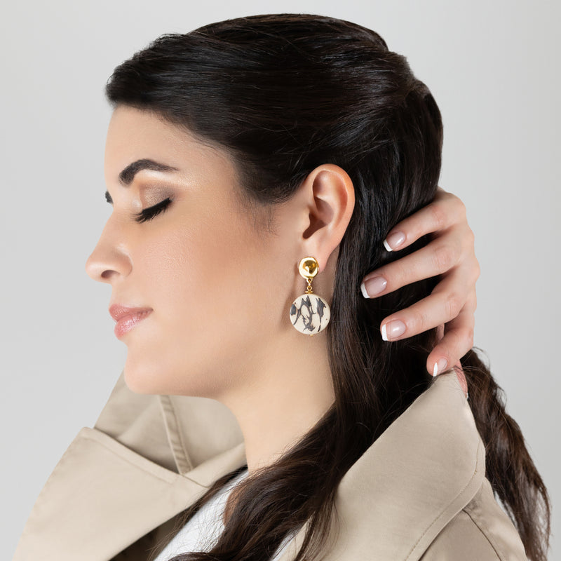 SOLISE EARRINGS - Handmade - 24K gold-plated - Tagua (vegetable ivory)
