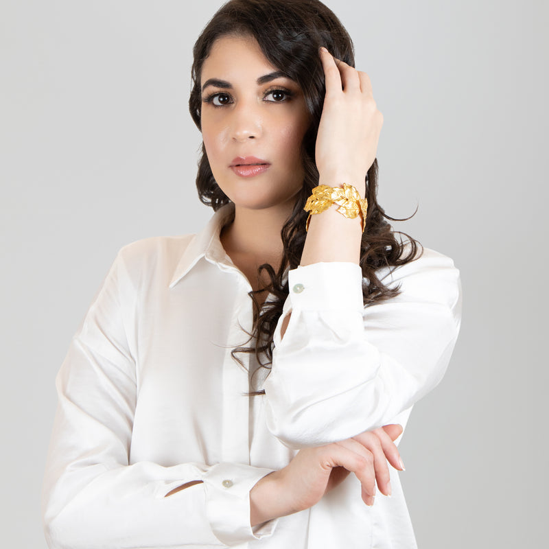 BRACELETE GREENÖA - Feita à mão - Banhada a ouro de 24 quilates