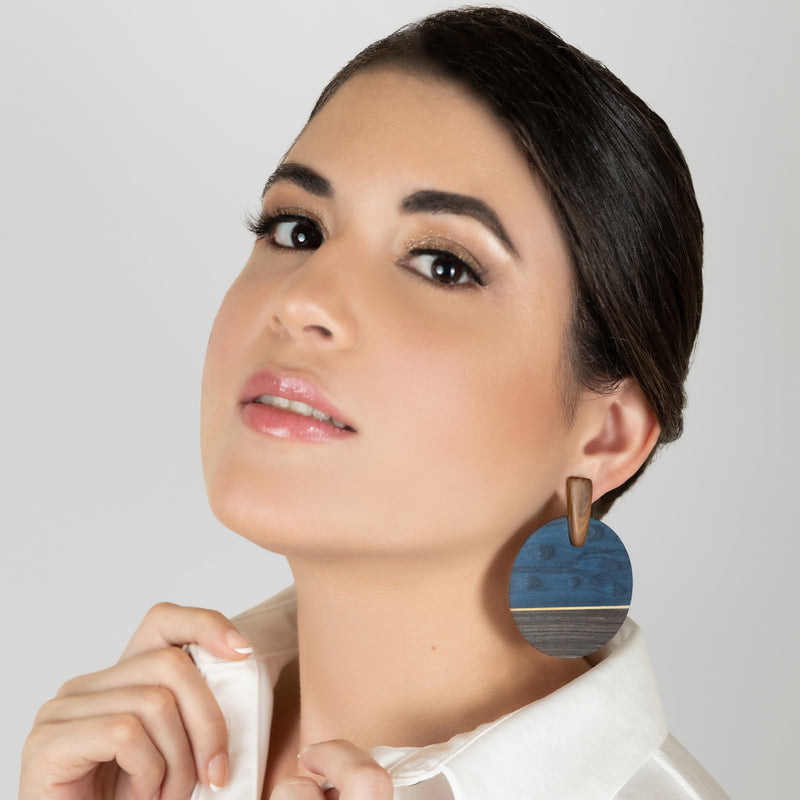 WOODIE SOL EARRINGS - Handmade - Plywood (3 crossed-laid layers of wood veneer)