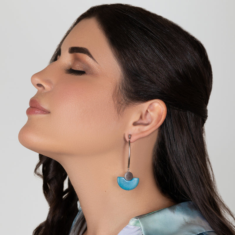 LUNA EARRINGS - Handmade - Stainless steel - Tagua (vegetable ivory)