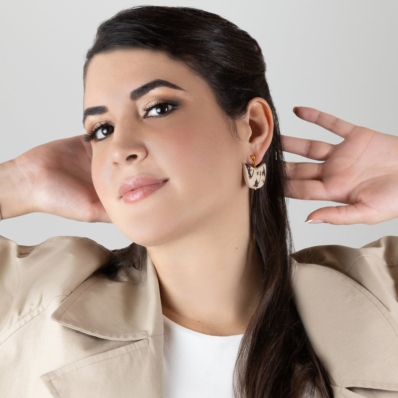 PALMA EARRINGS - Handmade - 24K gold-plated - Tagua (vegetable ivory), cultured pearls