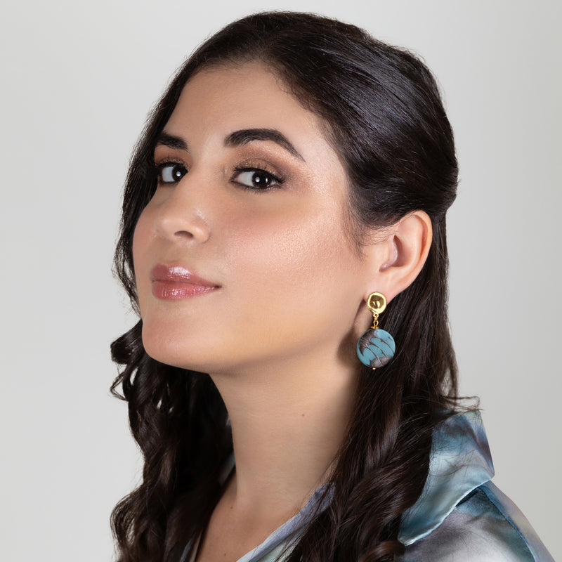 SOLISE EARRINGS - Handmade - 24K gold-plated - Tagua (vegetable ivory)