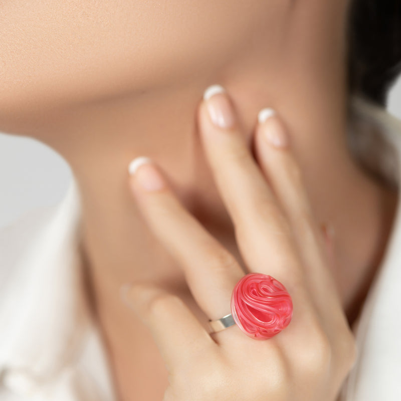 ECOTOPIA RING - Handmade - Adjustable - Sterling silver 925 - Recycled bottle cap plastic liners