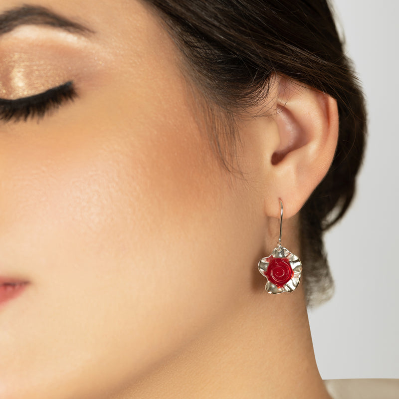 ECOFLOR EARRINGS - Handmade - Sterling silver 925 - Recycled bottle cap plastic liners