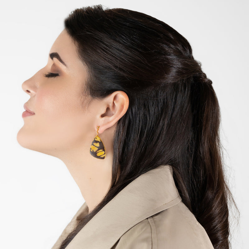 MARIPOSA EARRINGS - Handmade - 24K gold-plated - Tagua (vegetable ivory)