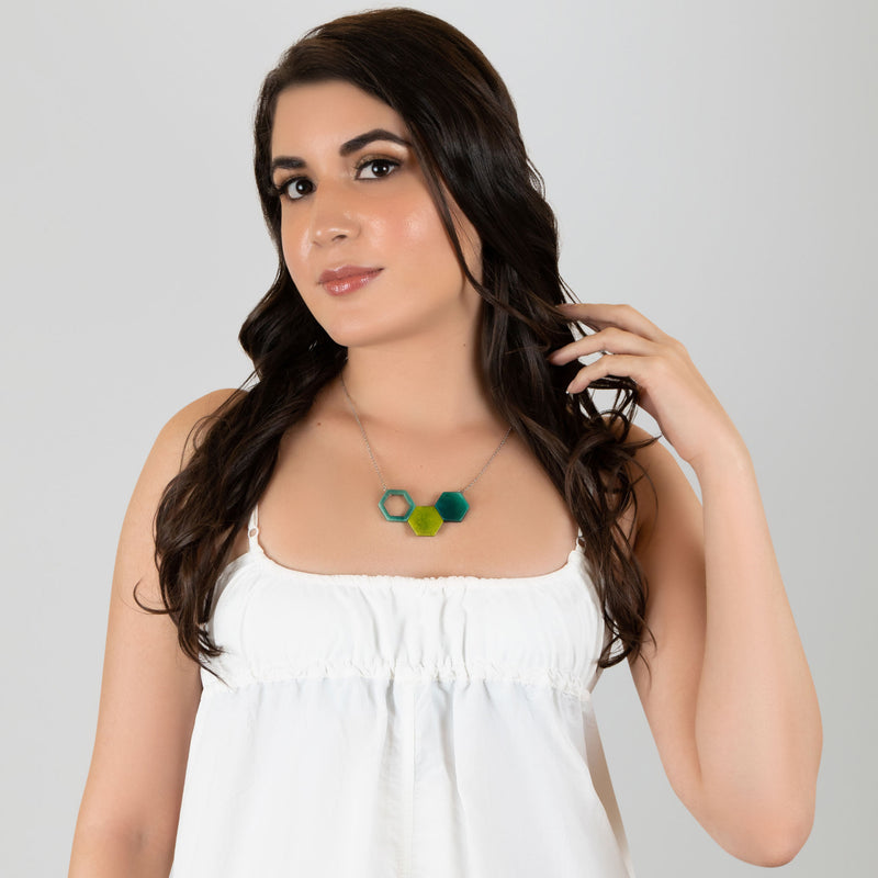 TRIPTYCH NECKLACE - Handmade - Stainless steel - Tagua (vegetable ivory)