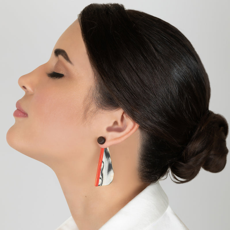 WOODIE TRIO EARRINGS - Handmade - Reversible - Plywood (3 crossed-laid layers of wood veneer)